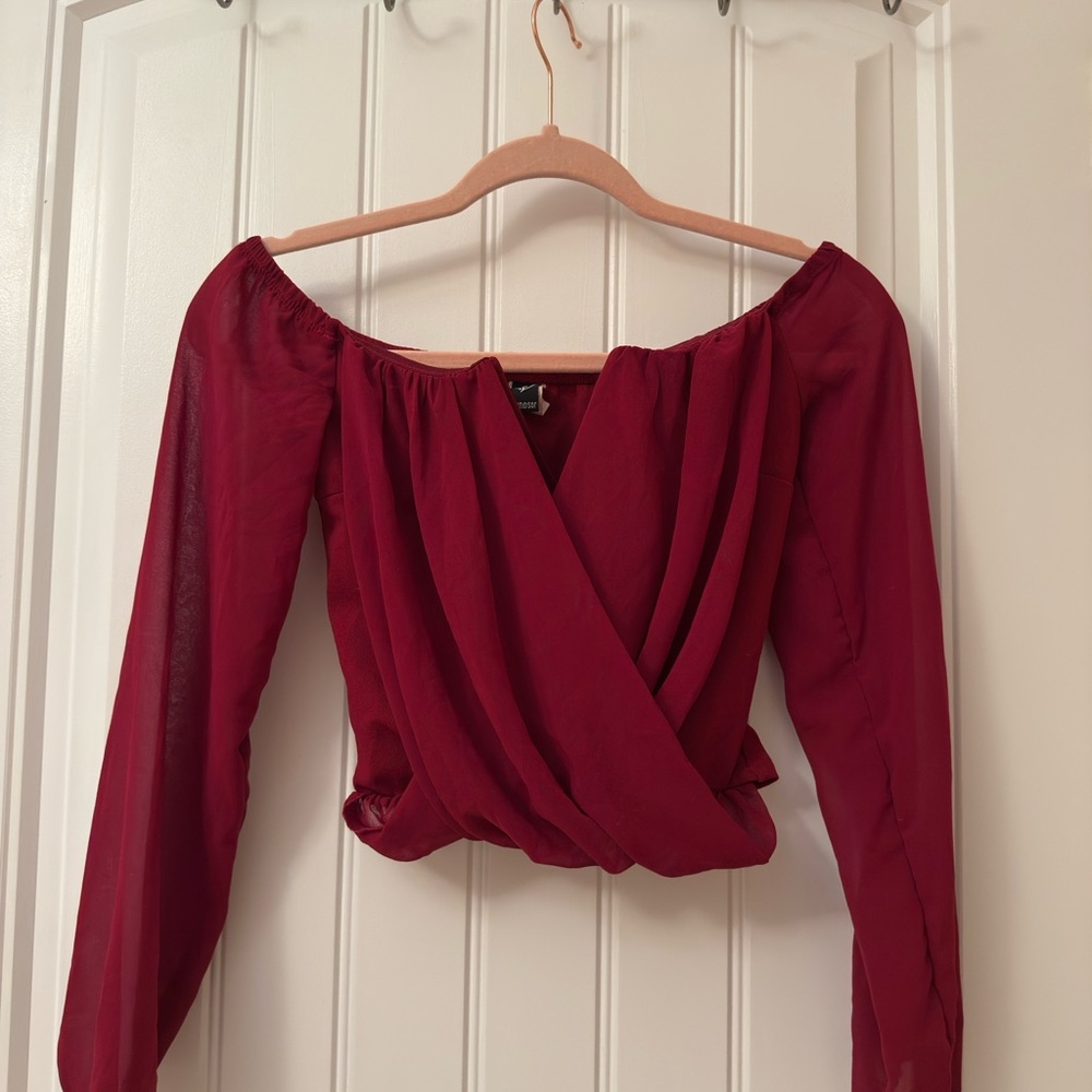 Elegant Burgundy Off-Shoulder Top